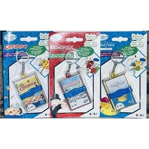 Set of Hasbro Mini Keychain Games: Operation, Trivial Pursuit & Monopoly